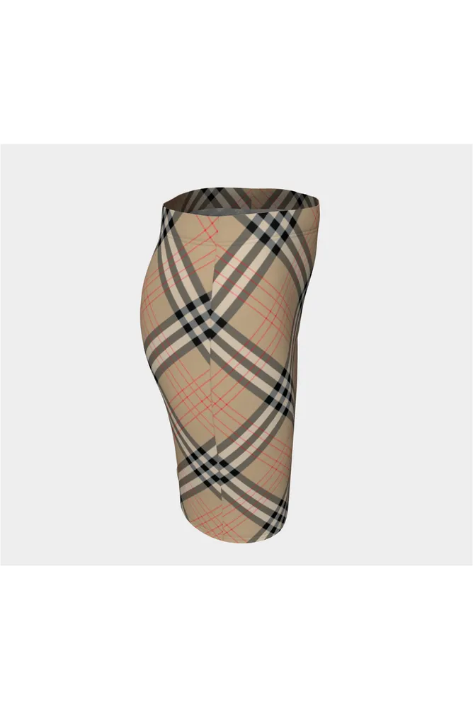 Tan Tartan Fitted Skirt