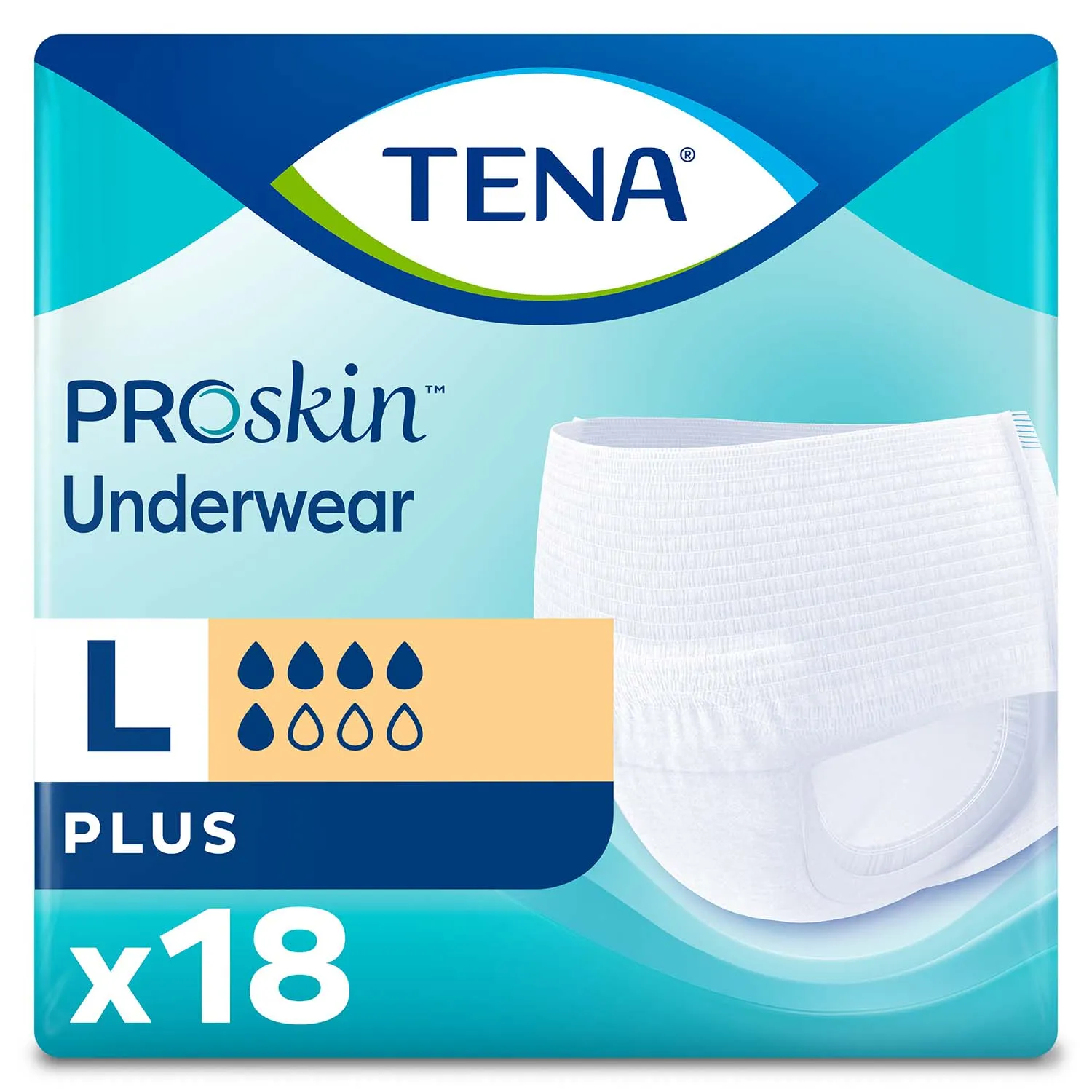 TENA Plus Protective Incontinence Underwear 45"- 58", Moderate Absorbency, Unisex, Large