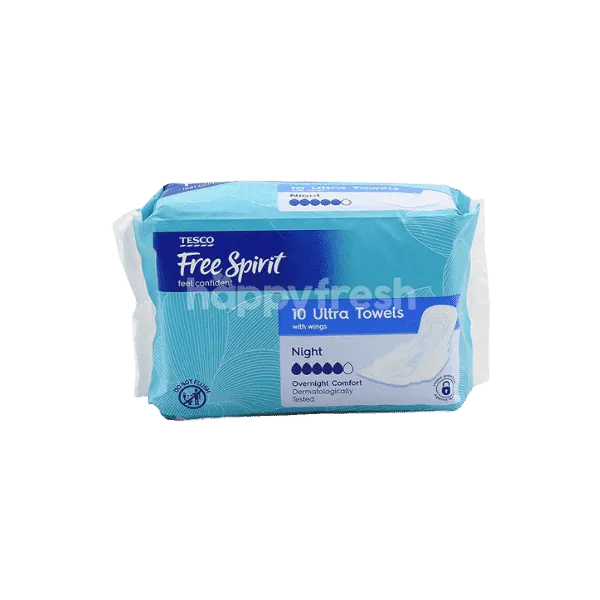 TESCO FREE SPIRIT ULTRA TOWELS NIGHT 10 PACK