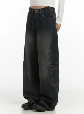 Tess Wide Cargo Denim Pants CO410