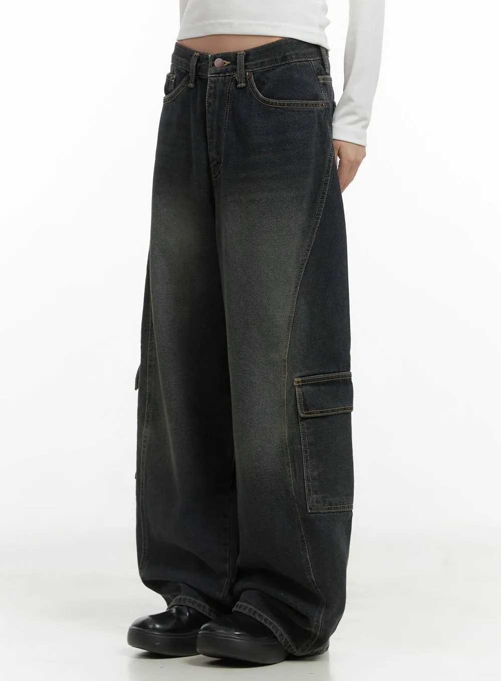 Tess Wide Cargo Denim Pants CO410