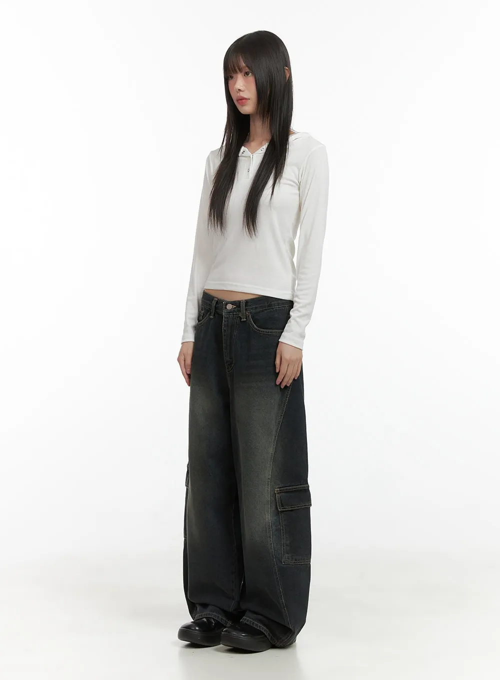 Tess Wide Cargo Denim Pants CO410