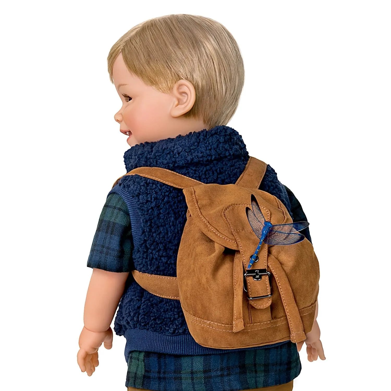 The Ashton-Drake Galleries Little Explorer Liam Lifelike So Truly Real® Boy Child Doll Poseable With Elaborate Outdoor Outfit and Backpack Handcrafted RealTouch® Vinyl by Artist Ping Lau  22"-Inches