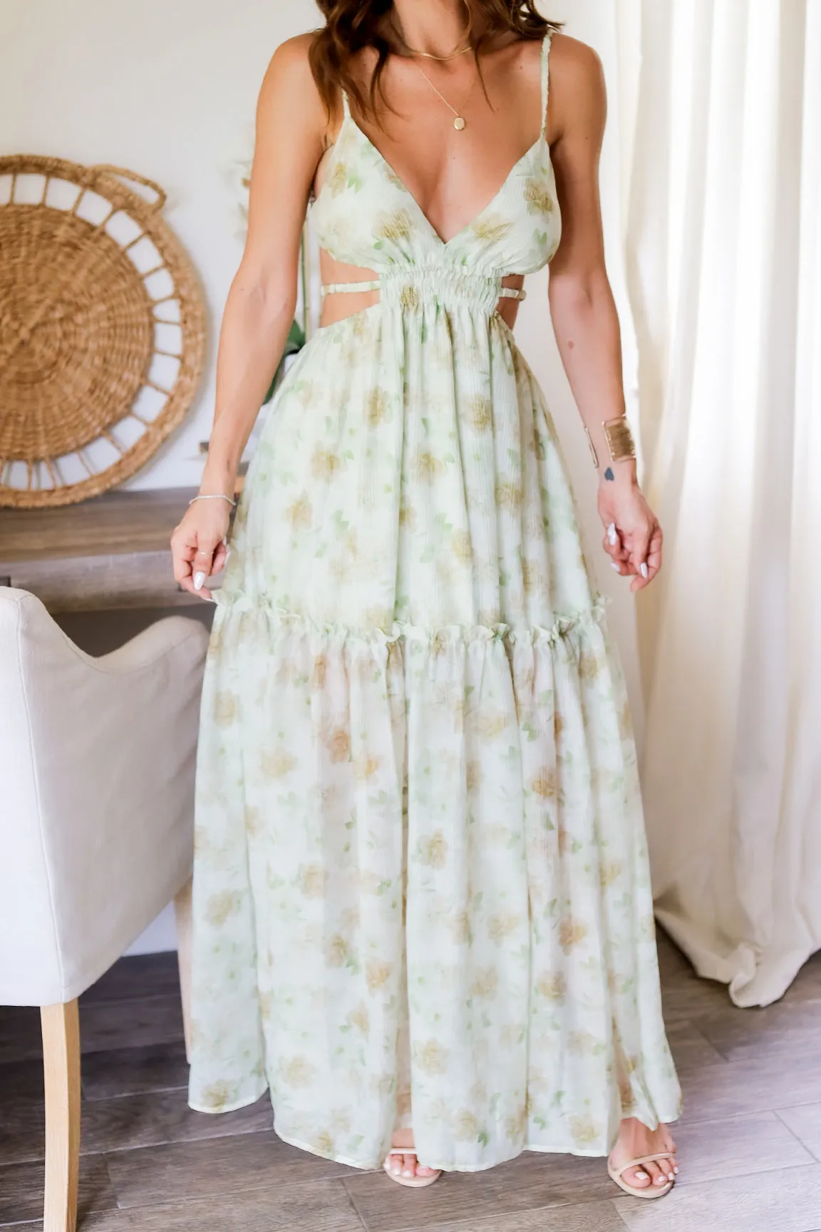 The Maci Floral Maxi - Sage