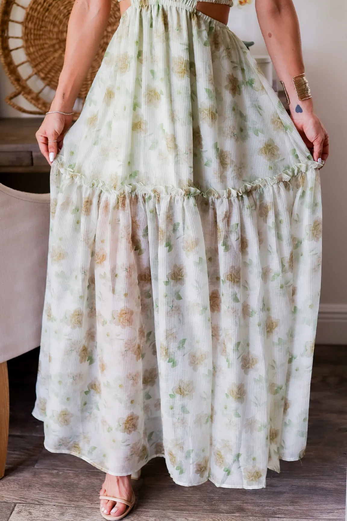 The Maci Floral Maxi - Sage