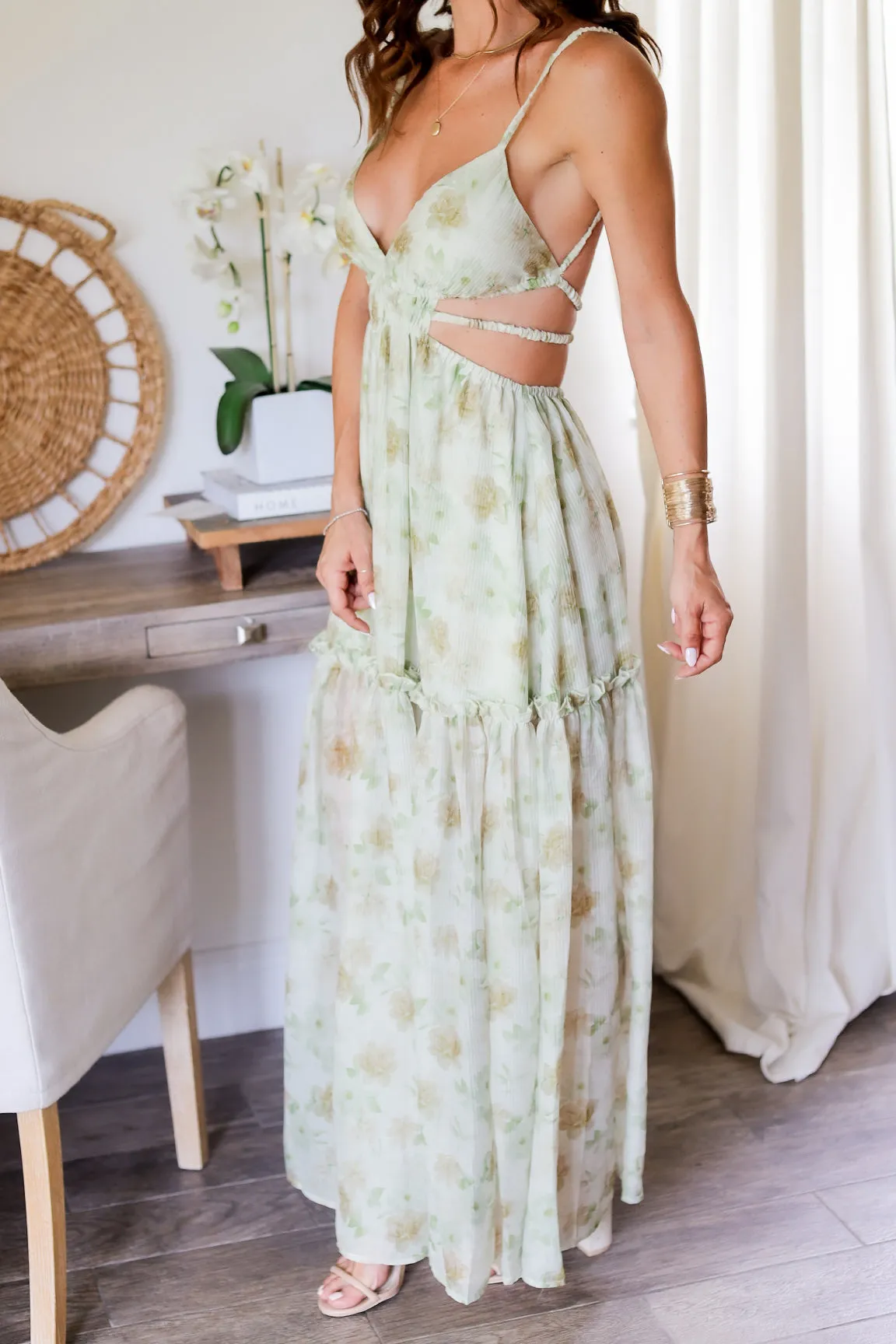 The Maci Floral Maxi - Sage