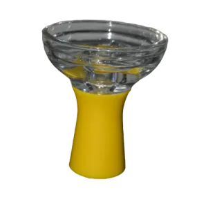 Tobacco Cup (Silicone   Glass) Yellow - راس أرجيلة سيليكون   زجاج