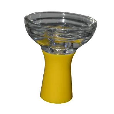 Tobacco Cup (Silicone   Glass) Yellow - راس أرجيلة سيليكون   زجاج