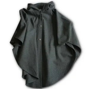 Traditional Button Cape - Medium Gray