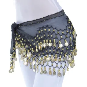 Trendy Three Row Coin Belly Dance Belt Skirt