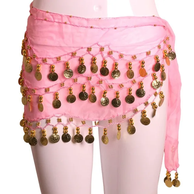 Trendy Three Row Coin Belly Dance Belt Skirt