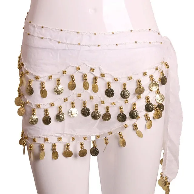 Trendy Three Row Coin Belly Dance Belt Skirt