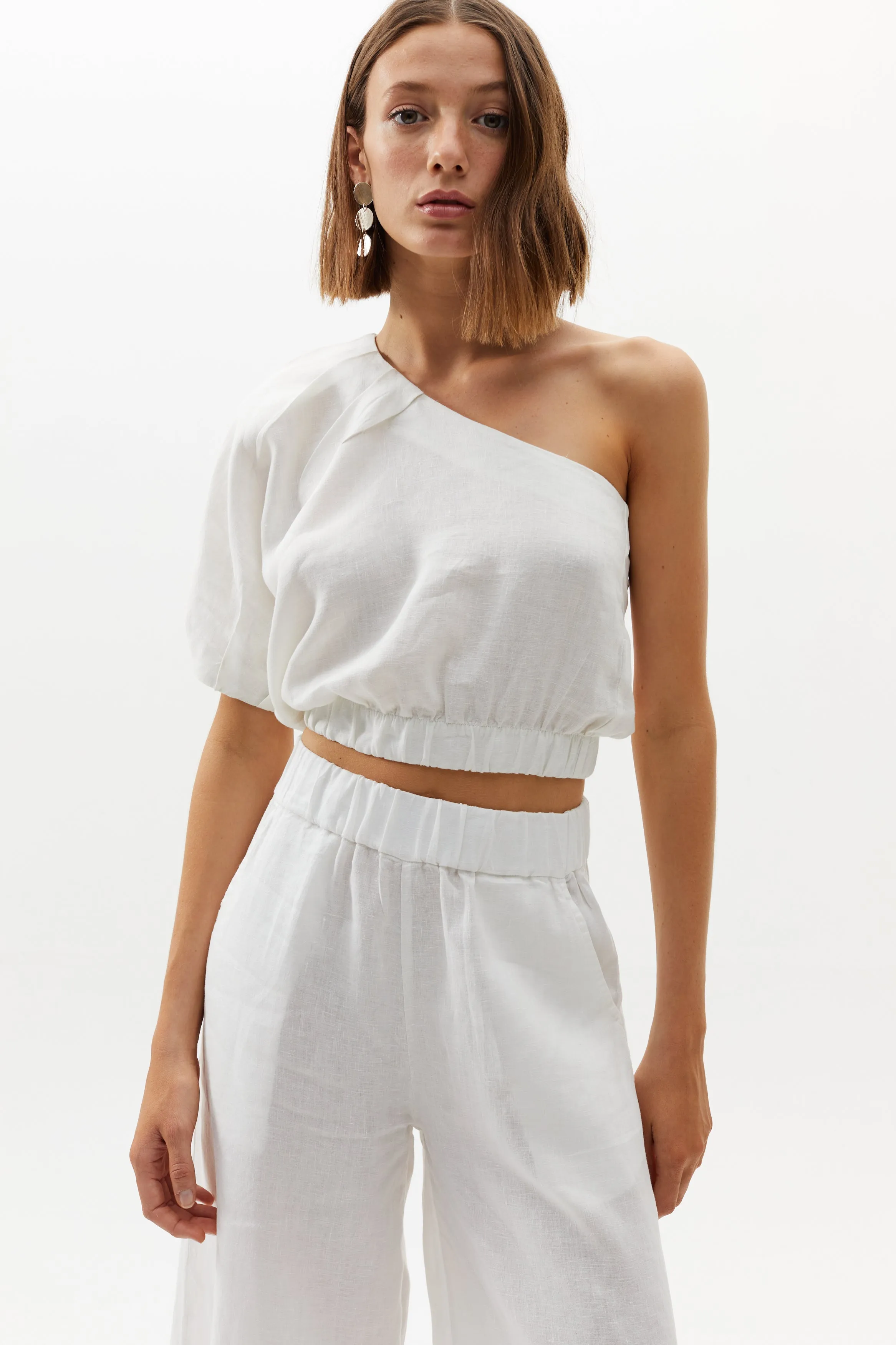 Tulip Linen Top - White