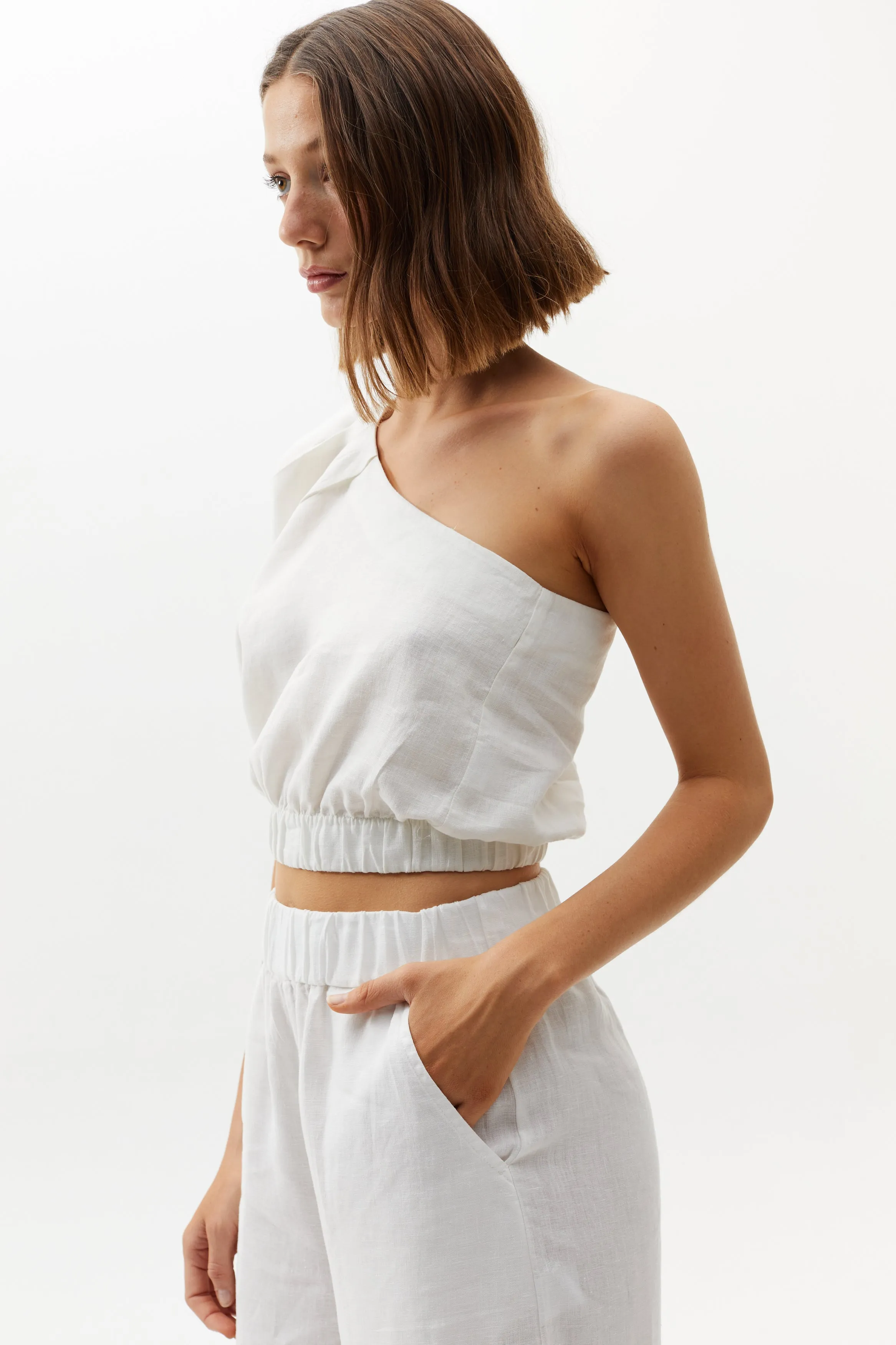 Tulip Linen Top - White