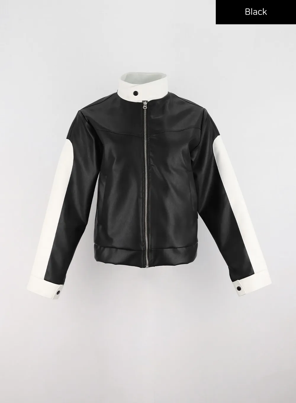 Two-Tone Faux Leather Jacket IO326