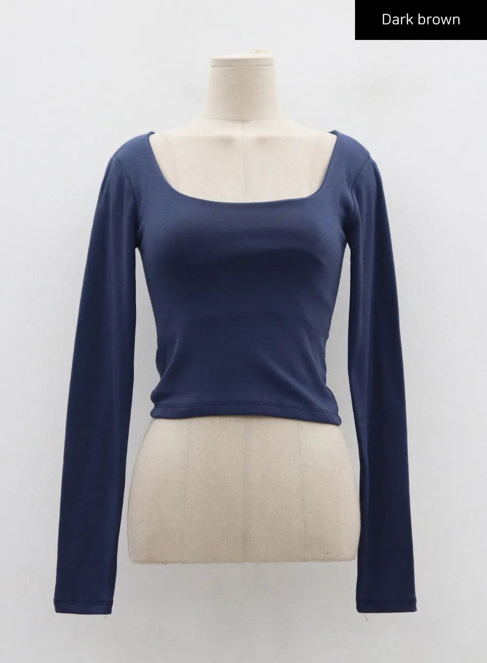 U-Neck Long Sleeve Crop Top CD02