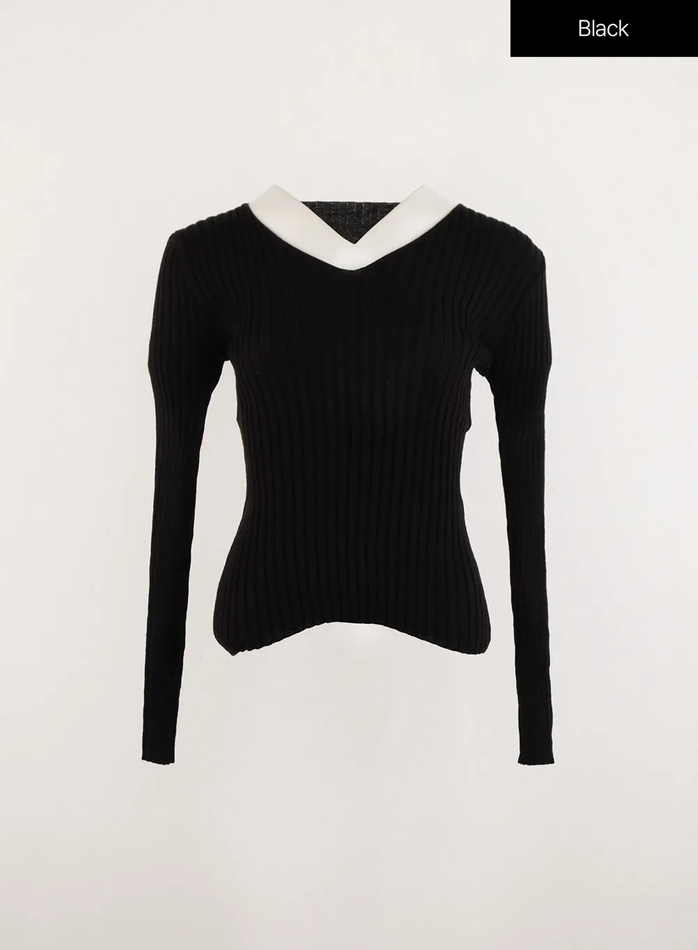 V-Neck Wool Rib Sweater OD315