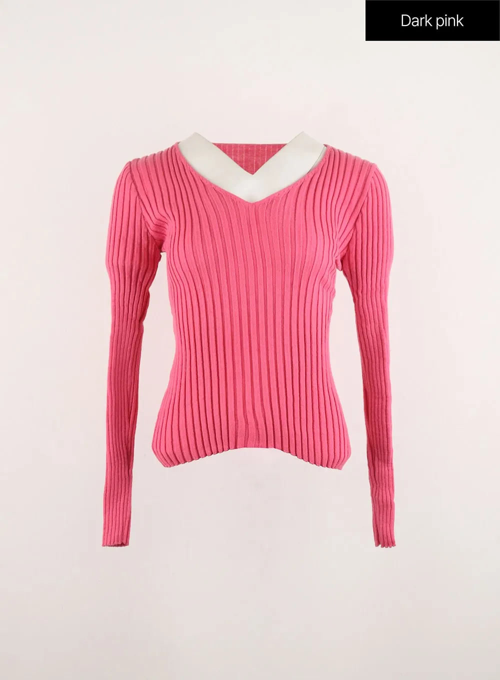 V-Neck Wool Rib Sweater OD315