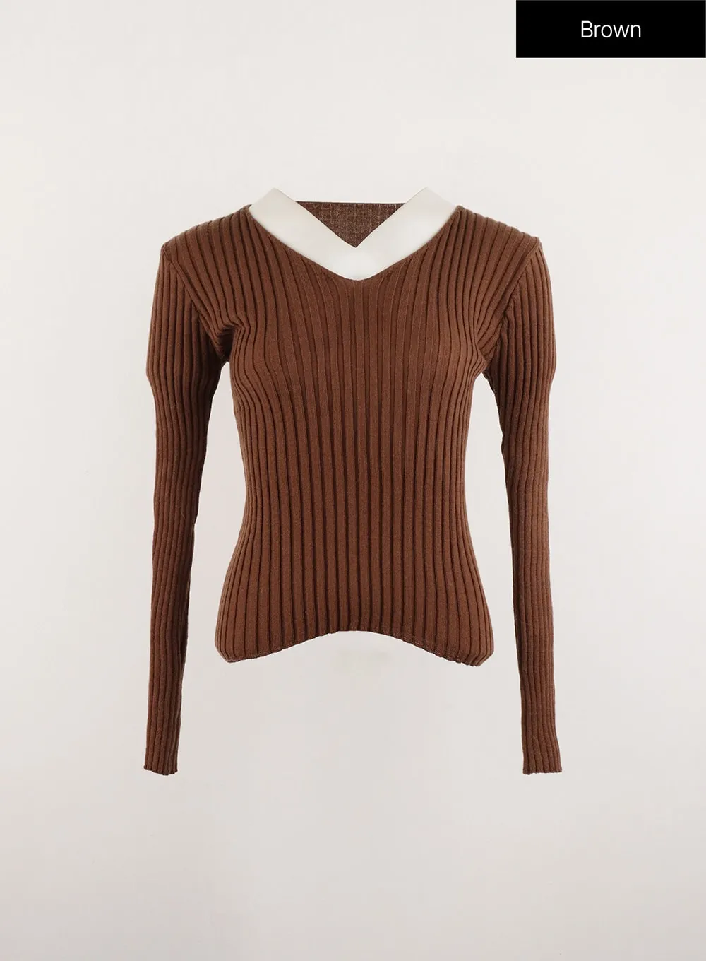 V-Neck Wool Rib Sweater OD315