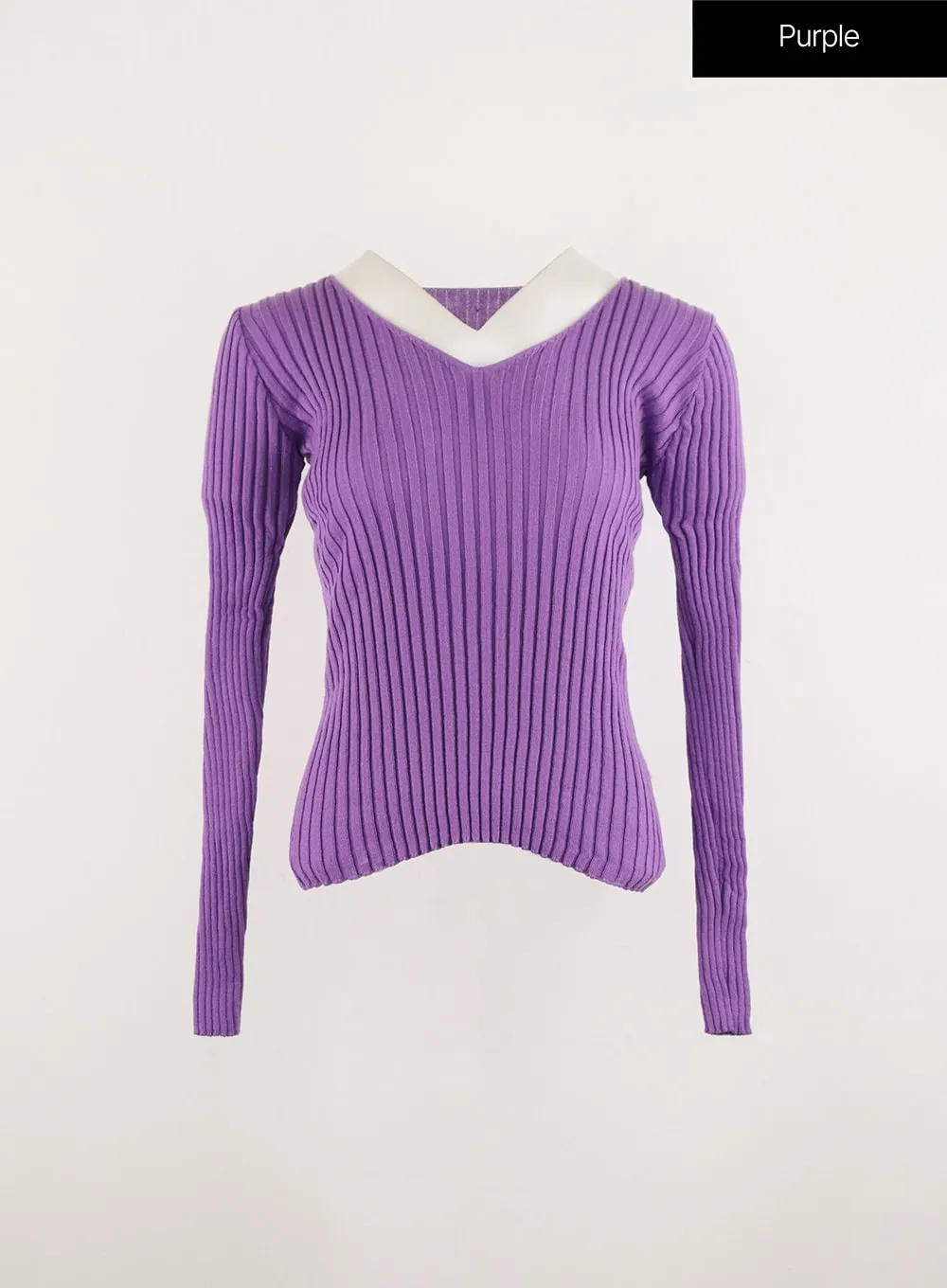 V-Neck Wool Rib Sweater OD315