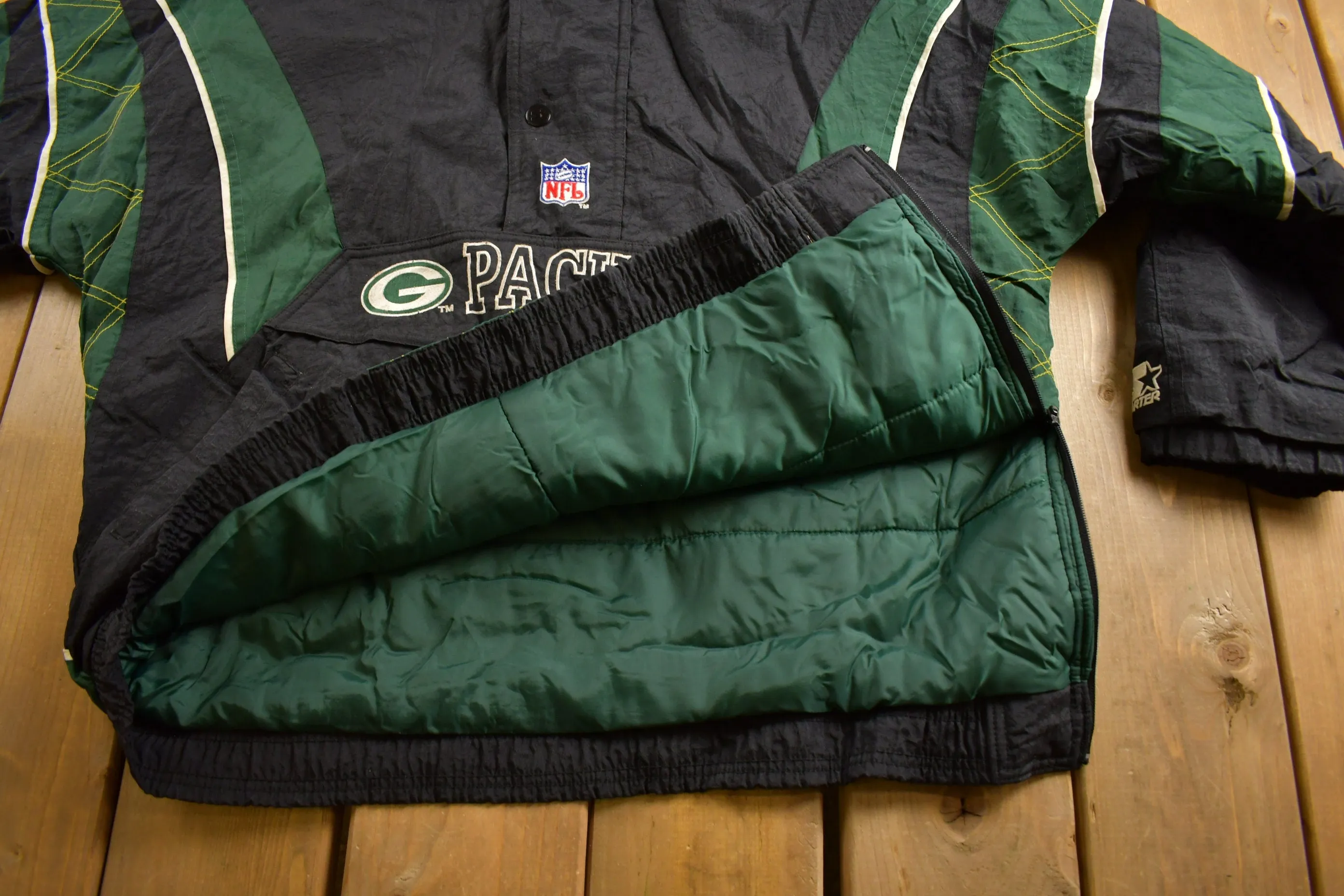 Vintage 1990s Green Bay Packers NFL Starter Pro Line Quarter Zip Jacket