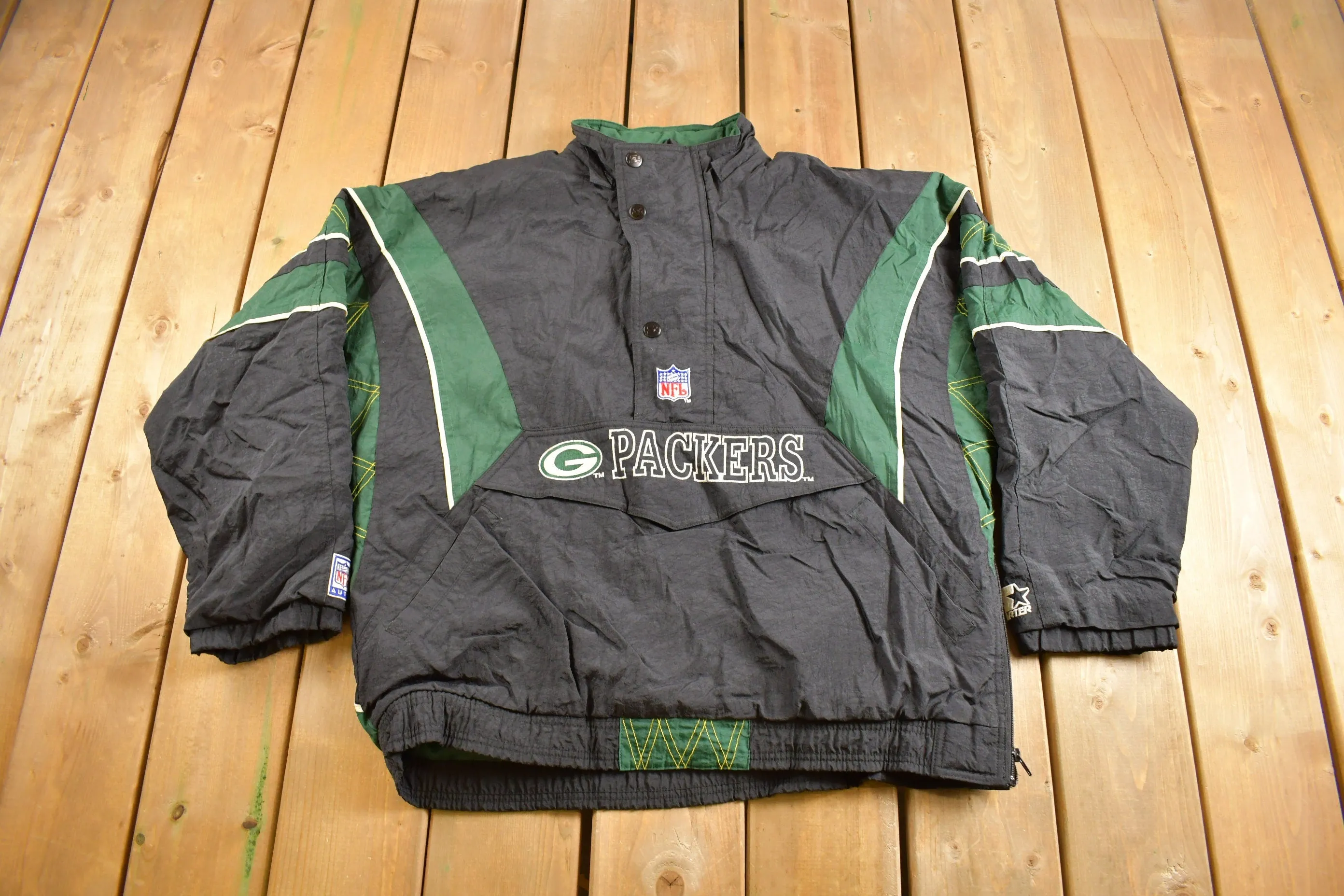 Vintage 1990s Green Bay Packers NFL Starter Pro Line Quarter Zip Jacket