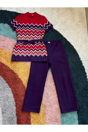 Vintage 60s-70s 2-piece Zig Zag Set