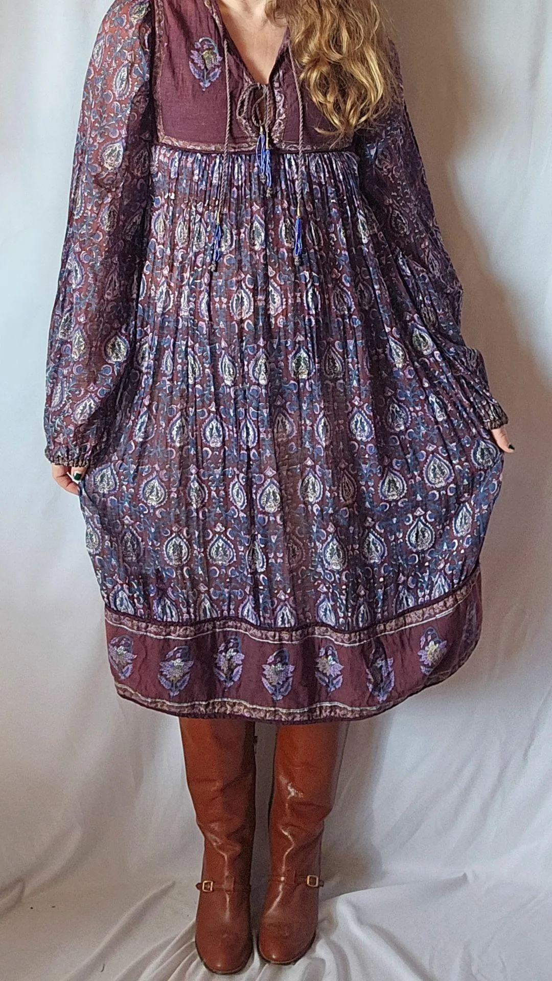 Vintage 70s Adini cotton Indian Dress XS