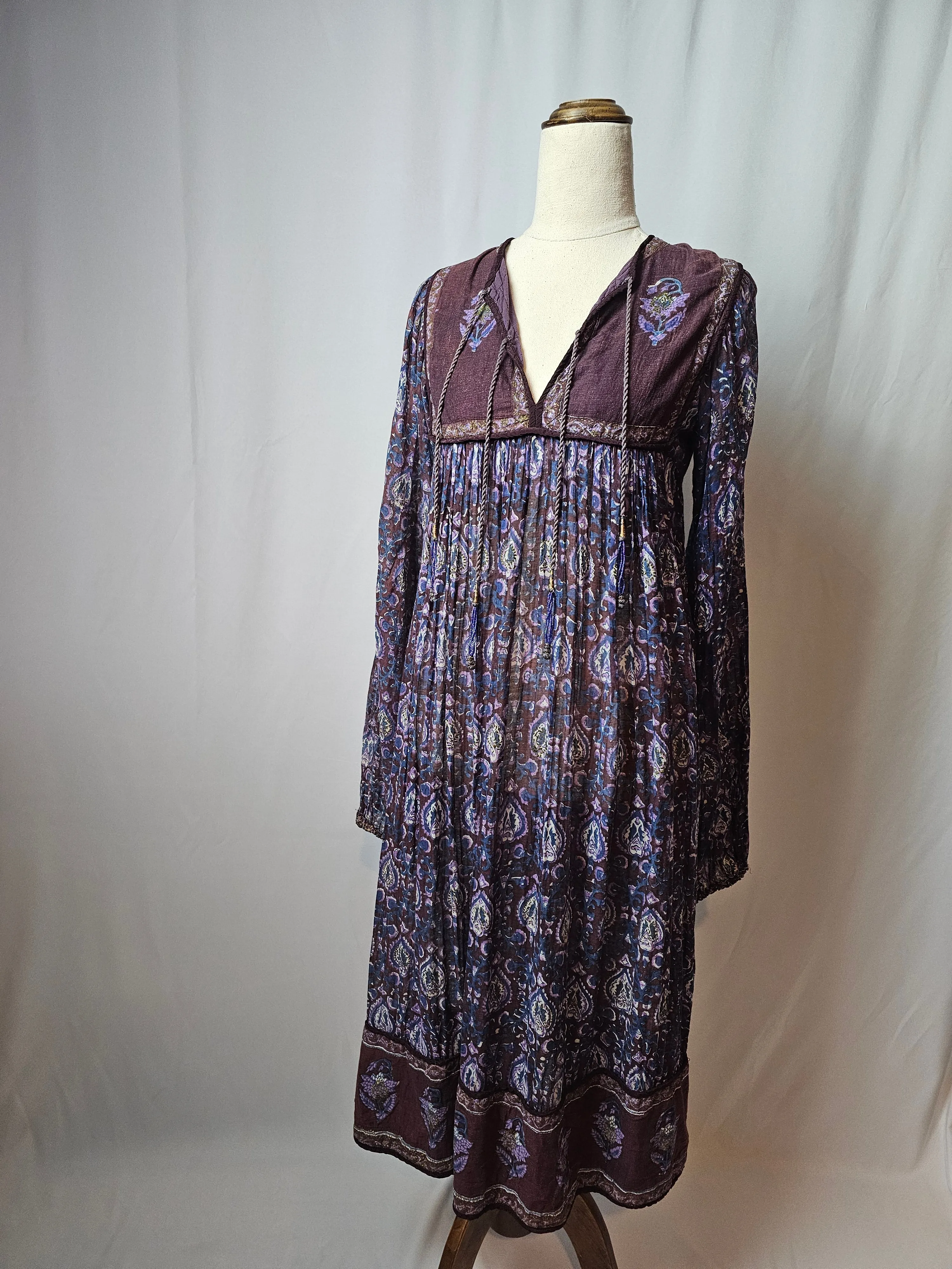 Vintage 70s Adini cotton Indian Dress XS