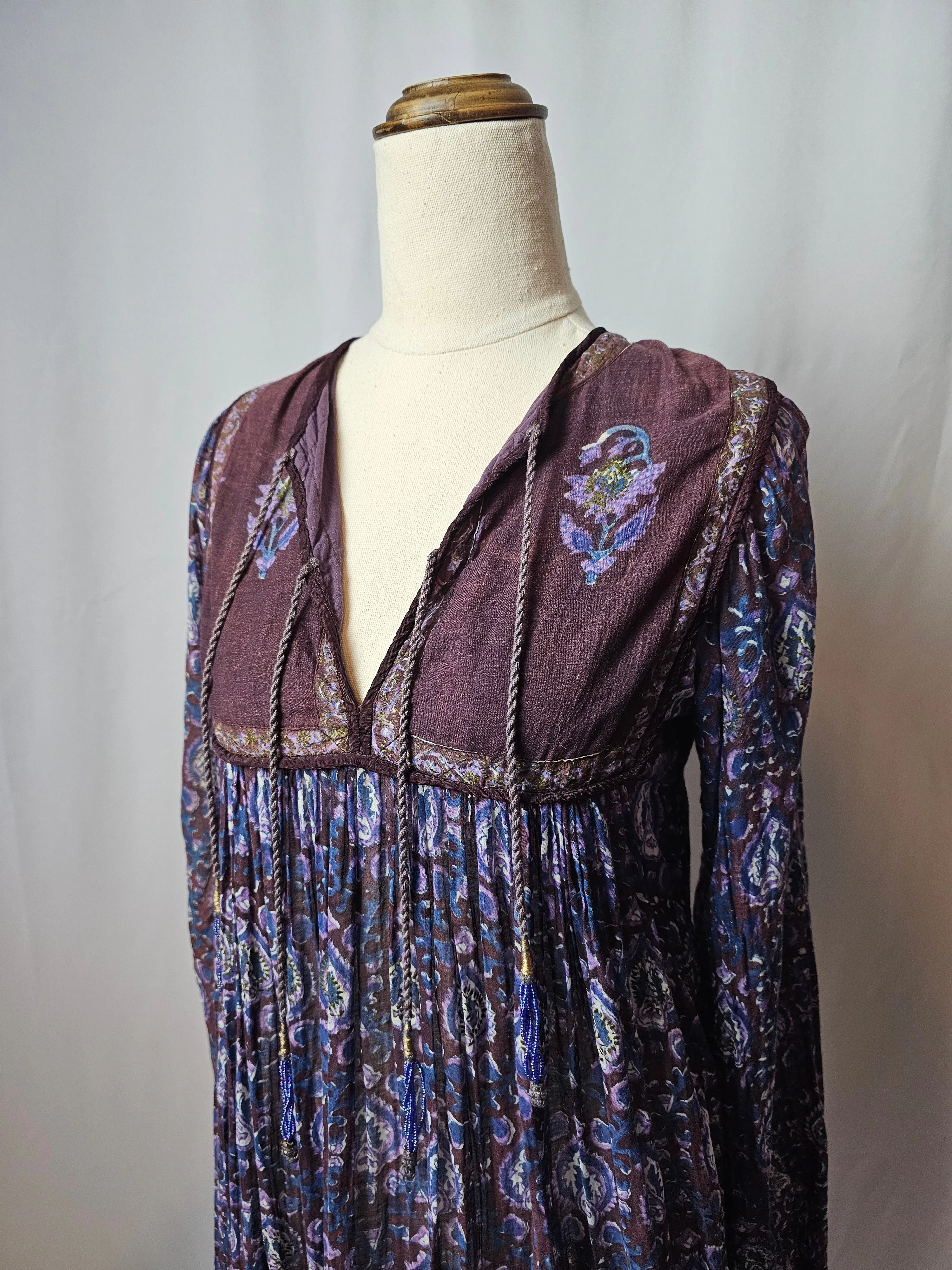 Vintage 70s Adini cotton Indian Dress XS