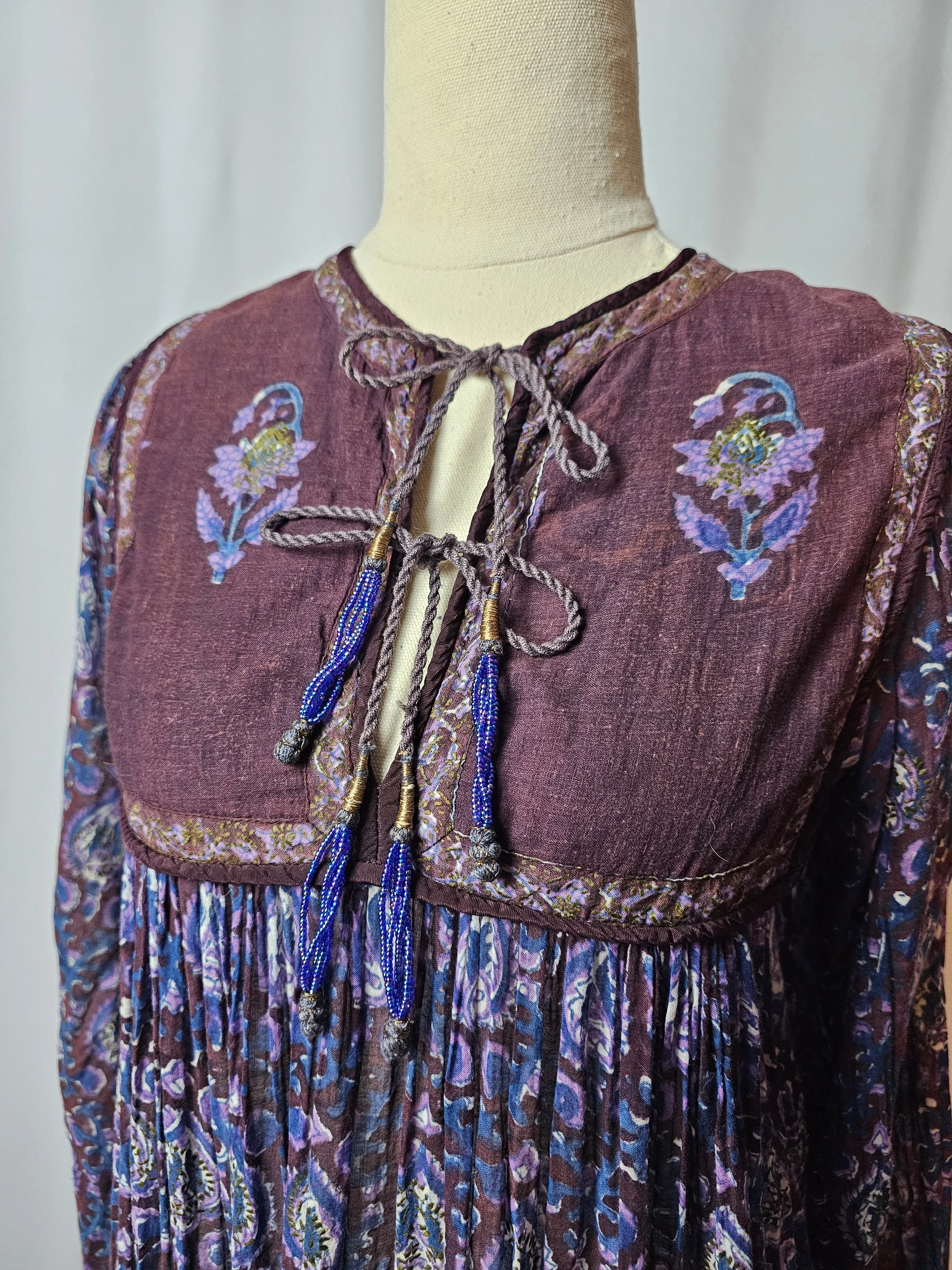 Vintage 70s Adini cotton Indian Dress XS