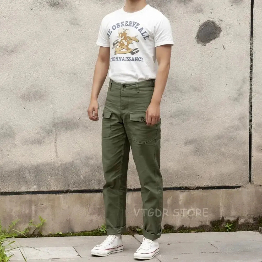 Vintage Military Trousers for Men - Army Green