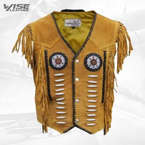 Western Leather Vest Indian Western Carnival Fasching Jacket