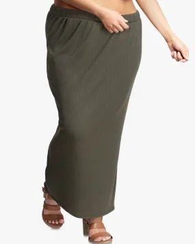 Willow Ribbed Maxi Pencil Skirt | Olive Green / Olive Green