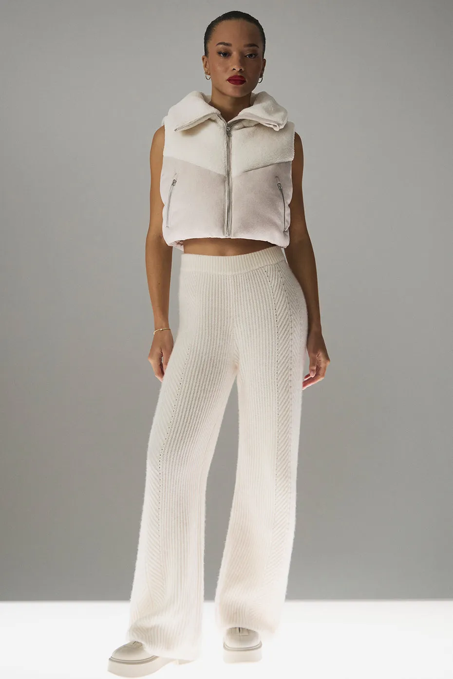 Winter Magic Cashmere Wide Leg Pant - Ivory