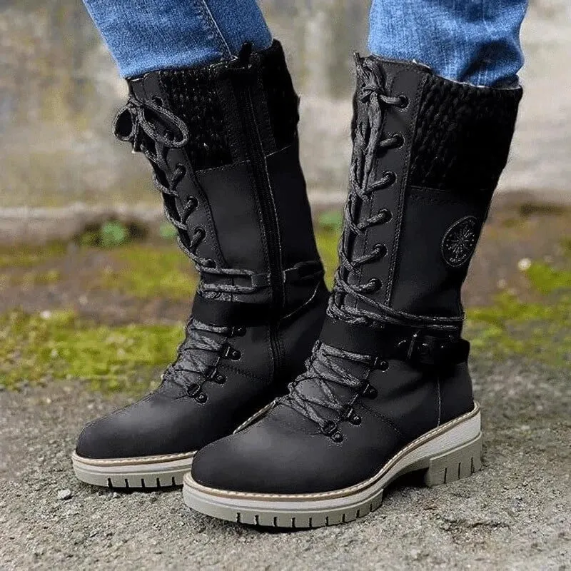 Women Boots Cold Winter Mid-calf Non Slip Rubber Sole Heat Retainer Snow Boots