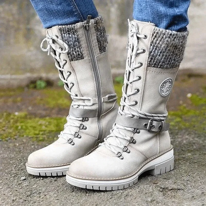 Women Boots Cold Winter Mid-calf Non Slip Rubber Sole Heat Retainer Snow Boots