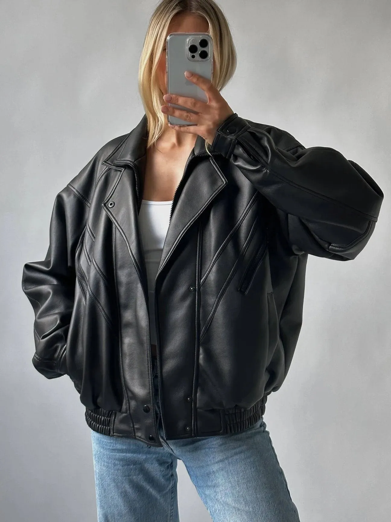 Women Vintage Leather Jacket, Retro YKK Zipper Oversized Leather Jacket, Bomber Leather Jacket, Premium Vintage Classic Leather