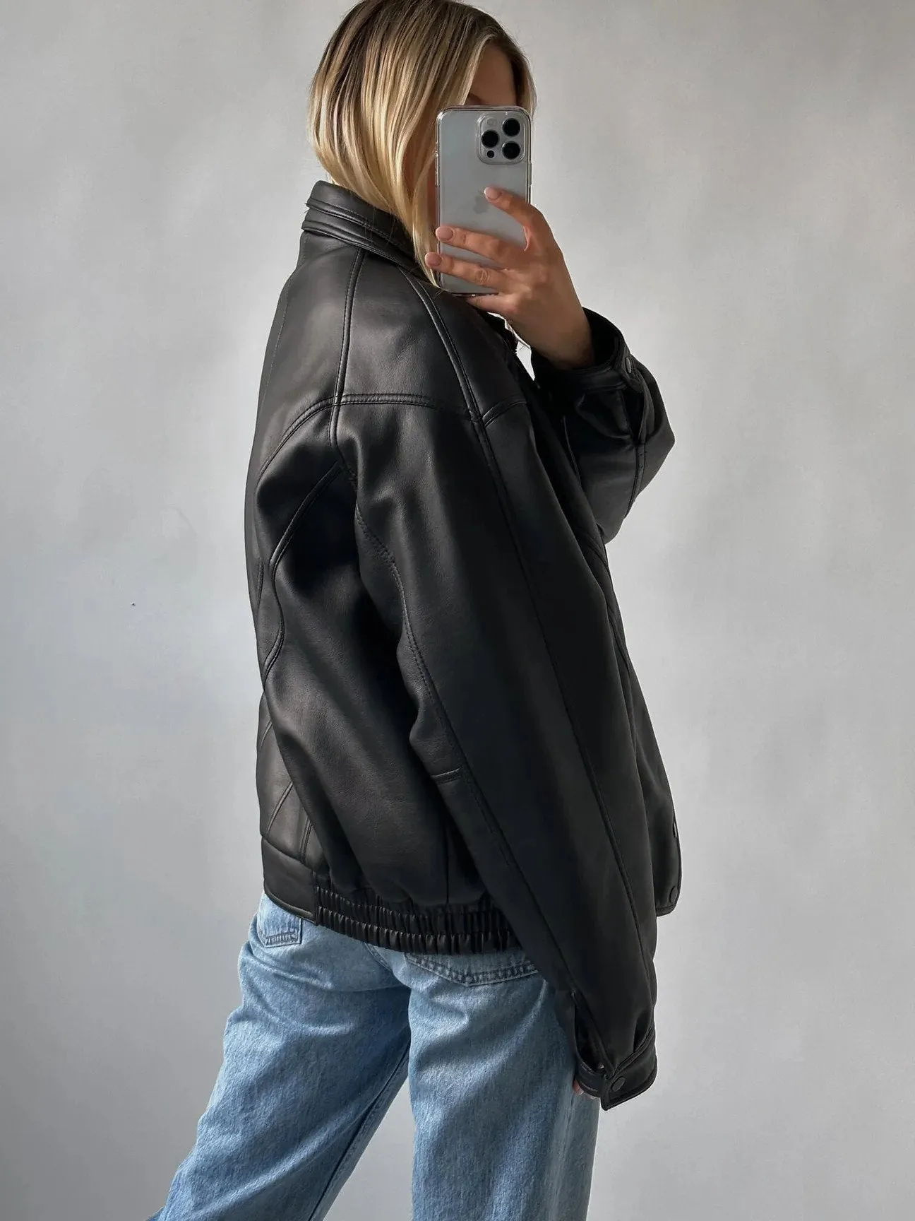 Women Vintage Leather Jacket, Retro YKK Zipper Oversized Leather Jacket, Bomber Leather Jacket, Premium Vintage Classic Leather