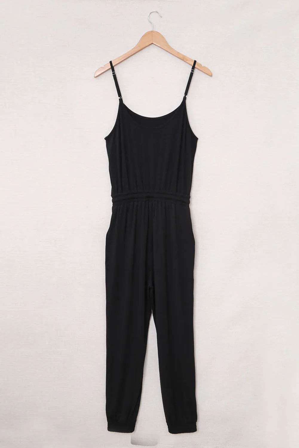 Women's Drawstring Waist Spaghetti Straps Jumpsuit