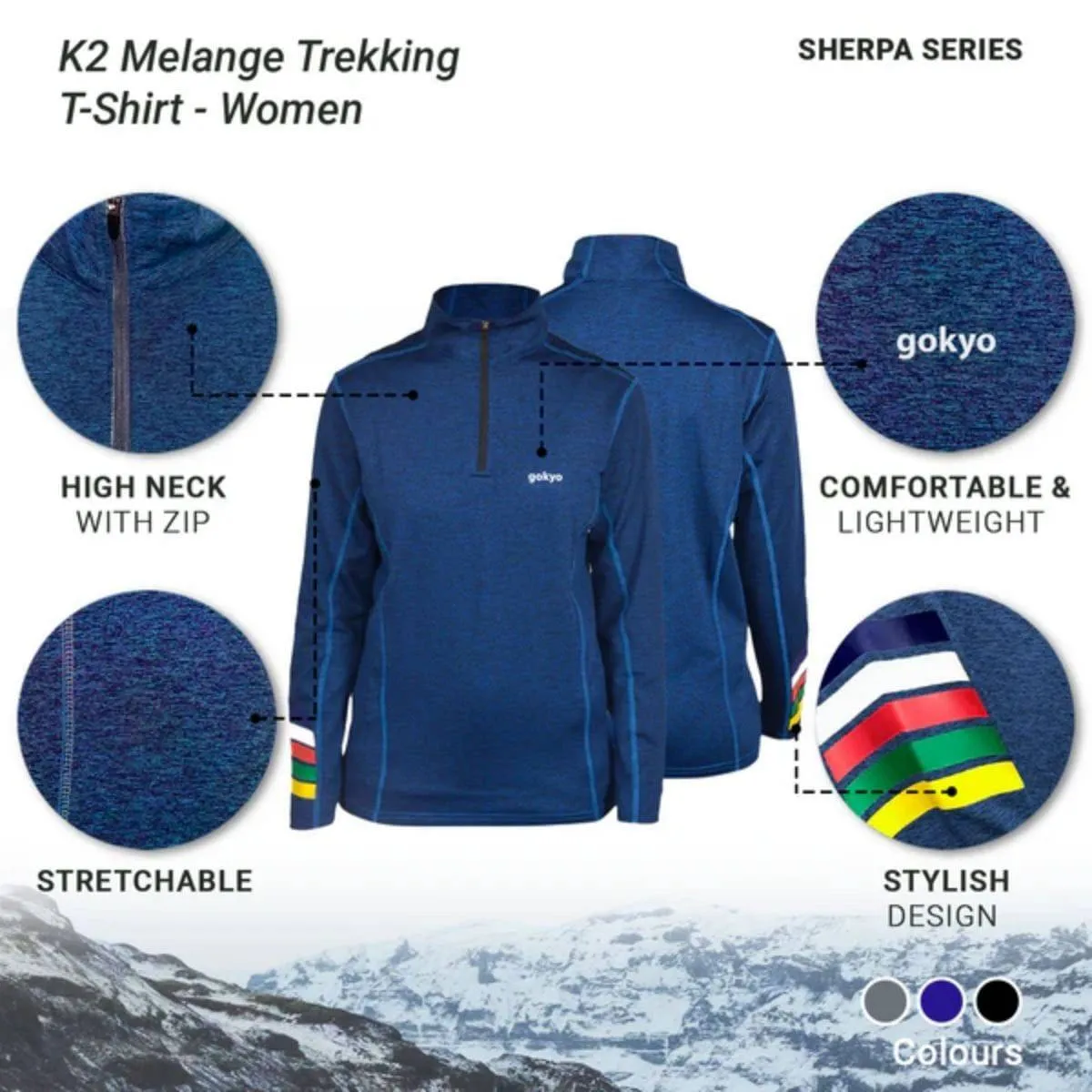 Women's K2 Melange Trekking T-Shirt - Sherpa Series - Ink Blue