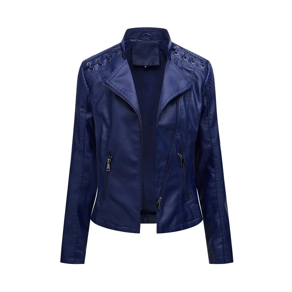 Women's Leather Jackets Women's Short Jackets Slim Thin Leather Jackets Ladies Motorcycle Suits