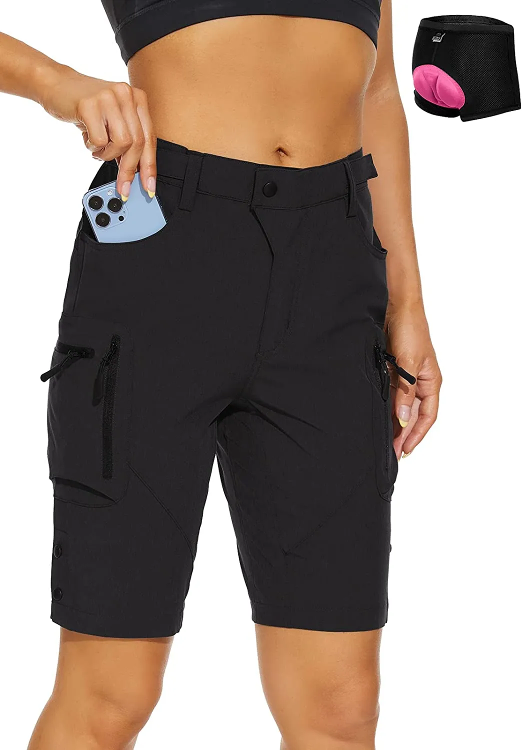 Women's-Mountain-Bike-Shorts-MTB-Short, Cycling Padded Biking Shorts with Pocket