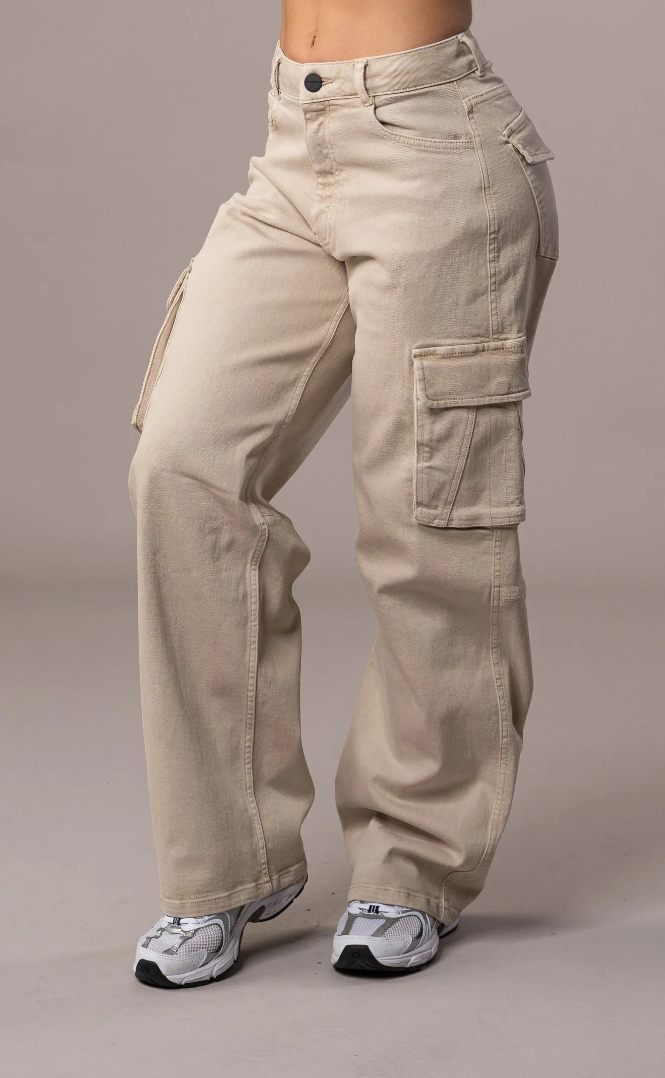 Womens Pastel Cargo Fitjeans - Sand