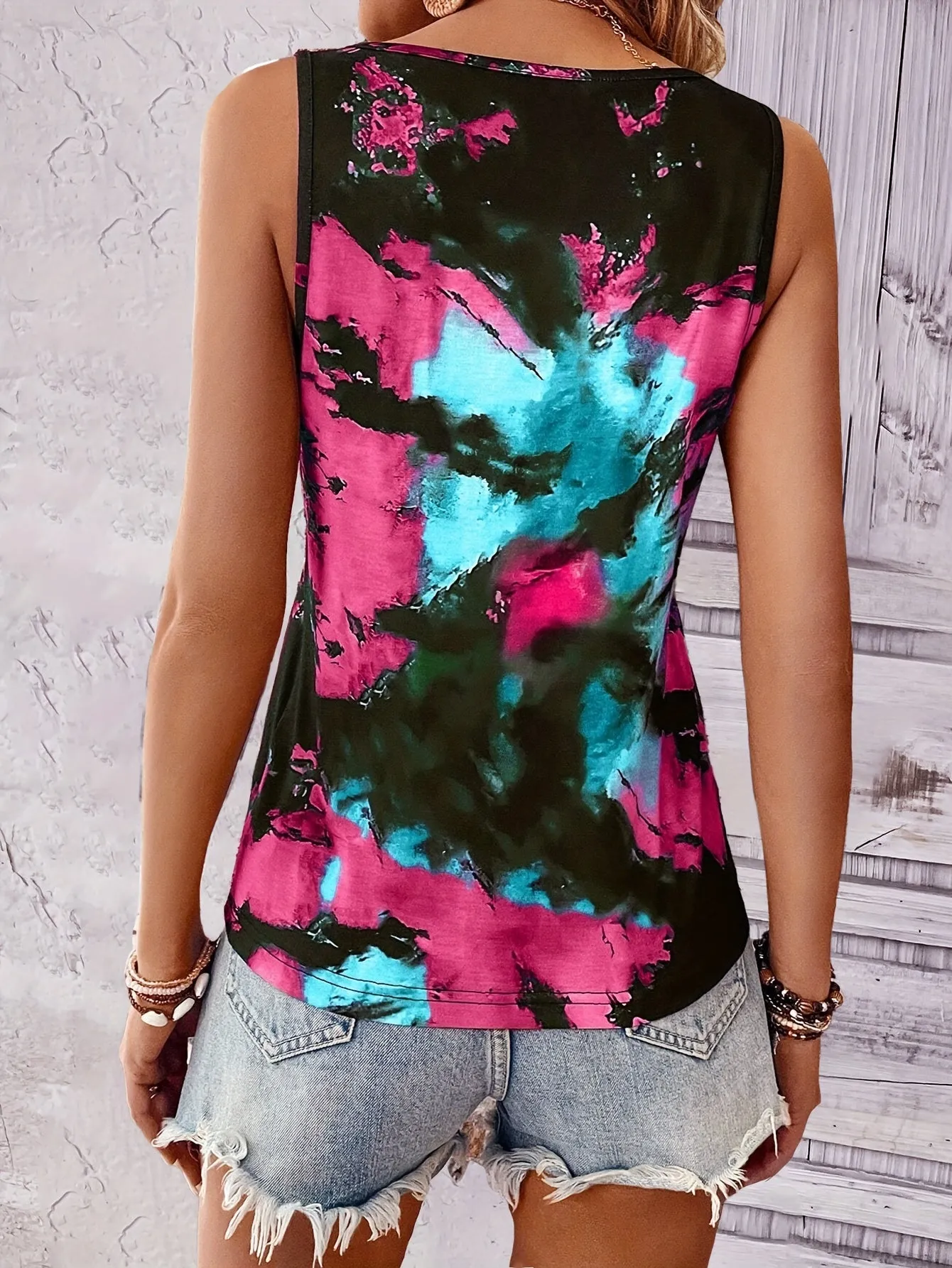 Womens Sleeveless Tie Dye Tank Top for Casual Summer Wear