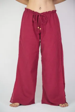 Womens Solid Color Double Layered Palazzo Pants in Red