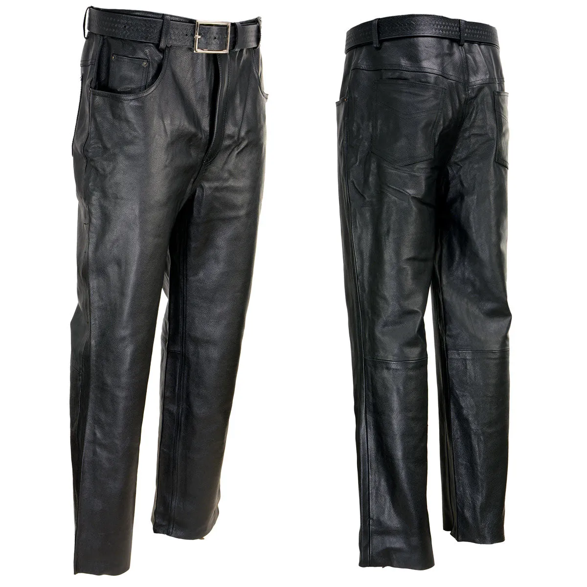 Xelement 860 Men's 'Classic' Black Loose Fit Motorcycle Casual Leather Pants