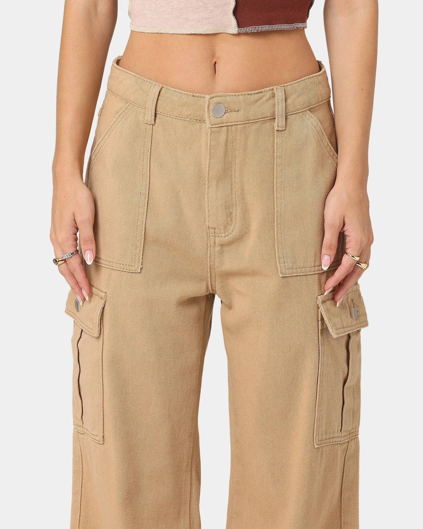 XXIII Women's Poppy Wide Leg Cargo Pants Tan