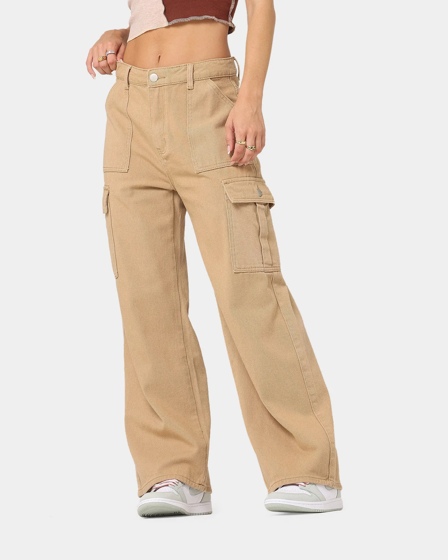 XXIII Women's Poppy Wide Leg Cargo Pants Tan