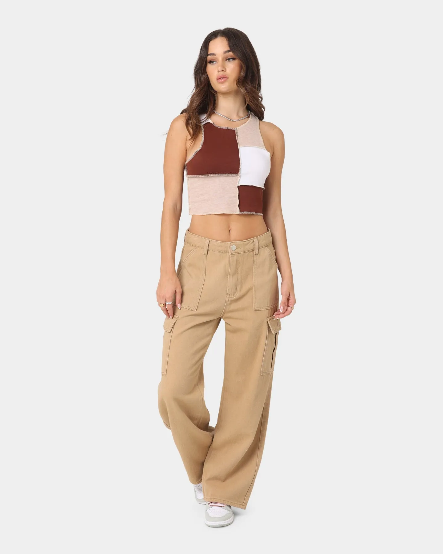 XXIII Women's Poppy Wide Leg Cargo Pants Tan